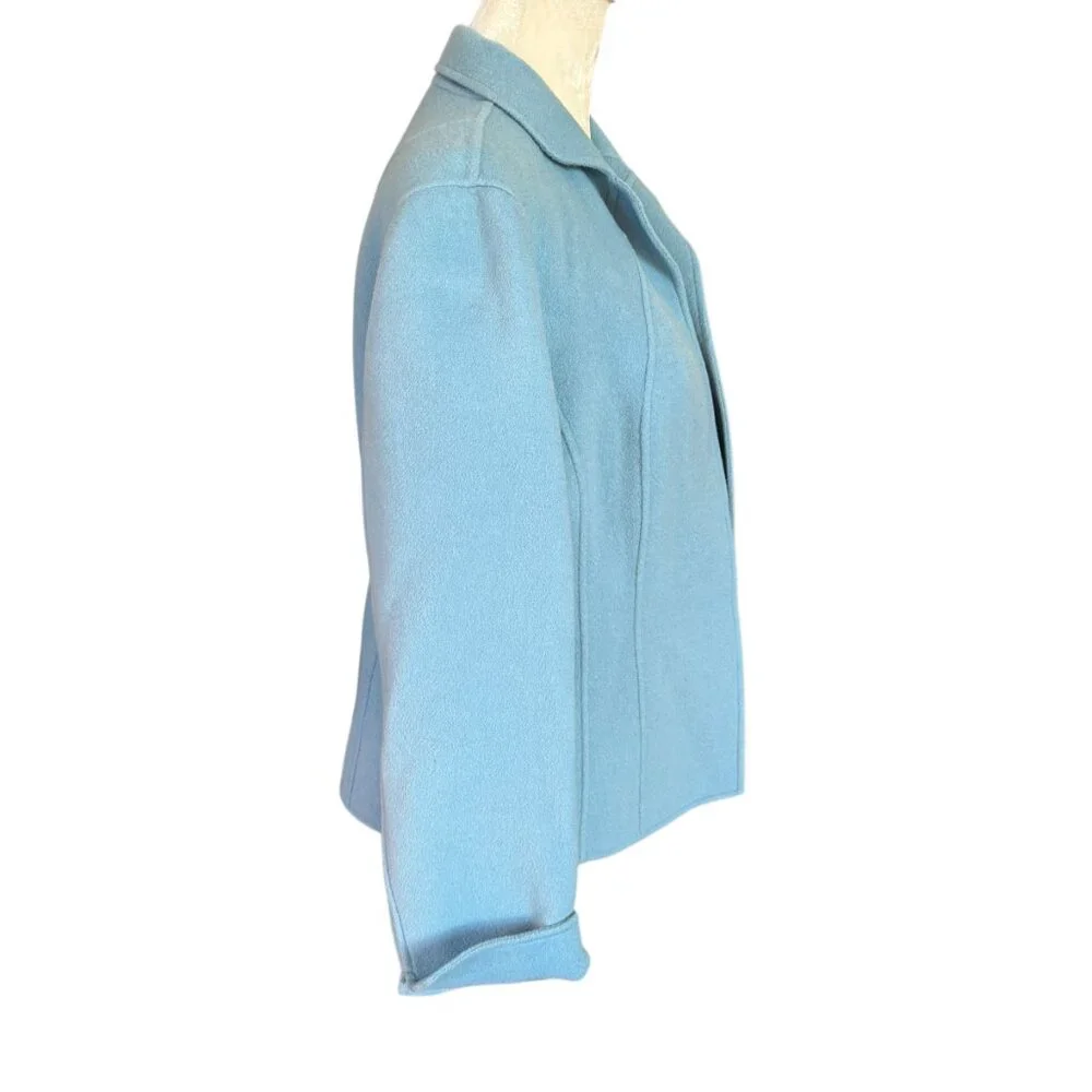 Talbots Petites wool collared long sleeve open cardigan sweater jacket P4